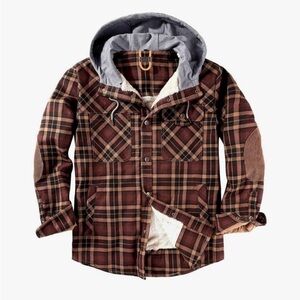 Kwoki Men’s Plaid Hooded Jacket. Size Small